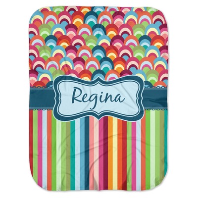 Retro Scales & Stripes Baby Swaddling Blanket (Personalized)