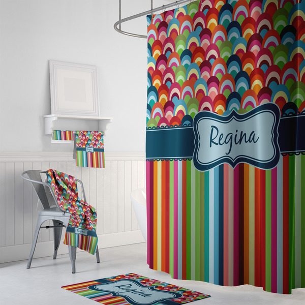 Retro Scales & Stripes Bath Towel Sets - 3-piece - In Context