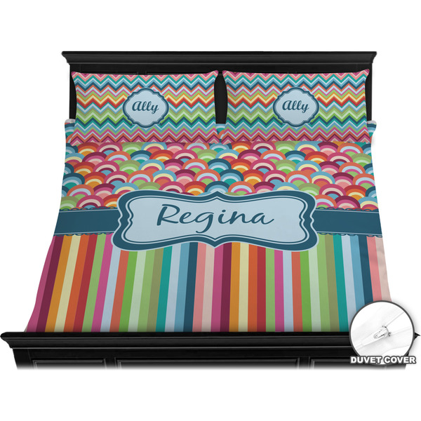 Retro Scales & Stripes Bedding Set (King) - Duvet
