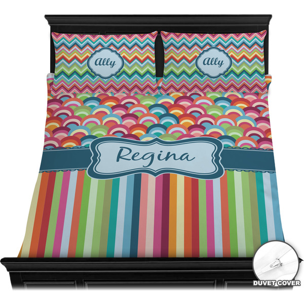 Retro Scales & Stripes Bedding Set (Queen) - Duvet