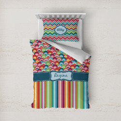 Retro Scales & Stripes Duvet Cover Set - Twin (Personalized)