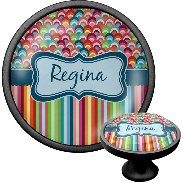 Custom Retro Scales & Stripes Cabinet Knob (Black) (Personalized)