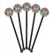 Retro Scales & Stripes Black Plastic 5.5" Stir Stick - Round - Fan View
