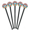 Retro Scales & Stripes Black Plastic 7" Stir Stick - Round - Fan View