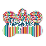 Retro Scales & Stripes Bone Shaped Dog ID Tag (Personalized)