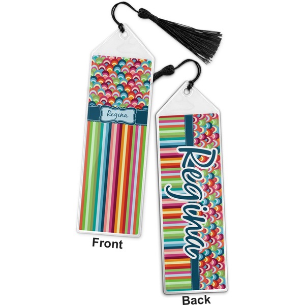 Retro Scales & Stripes Bookmark with tassel - Front and Back