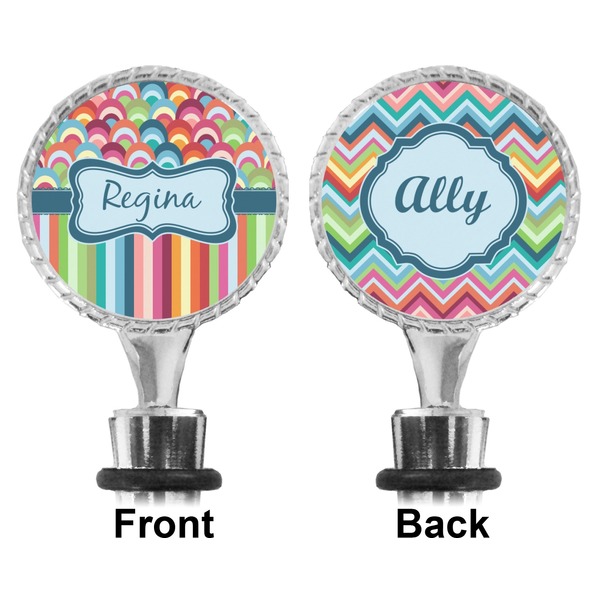 Retro Scales & Stripes Bottle Stopper - Front and Back