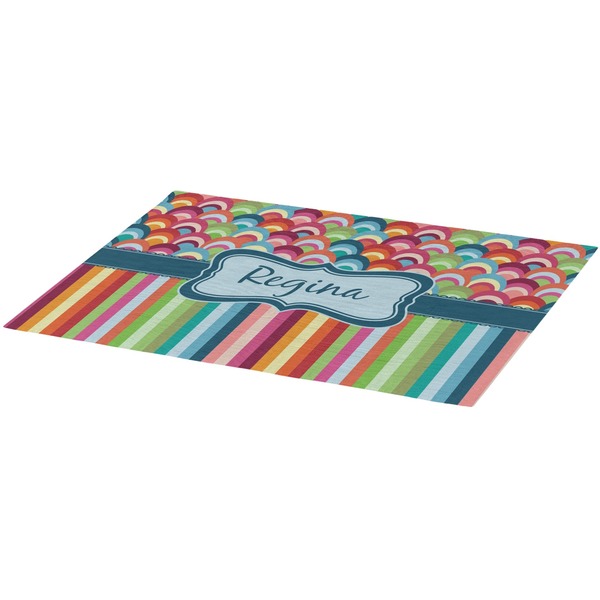 Retro Scales & Stripes Burlap Placemat (Angle View)