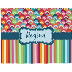 Retro Scales & Stripes Woven Fabric Placemat - Twill w/ Name or Text