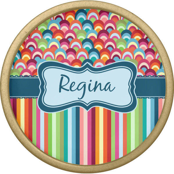 Retro Scales & Stripes Cabinet Knob - Gold - Front