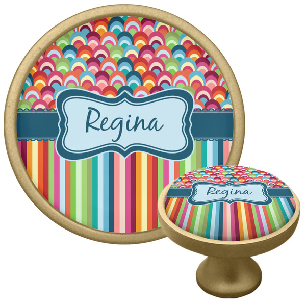 Retro Scales & Stripes Cabinet Knob - Gold - Multi Angle