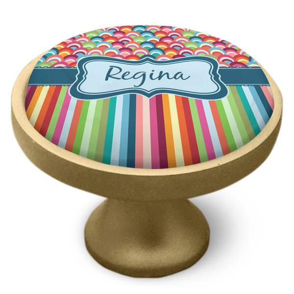 Retro Scales & Stripes Cabinet Knob - Gold - Side