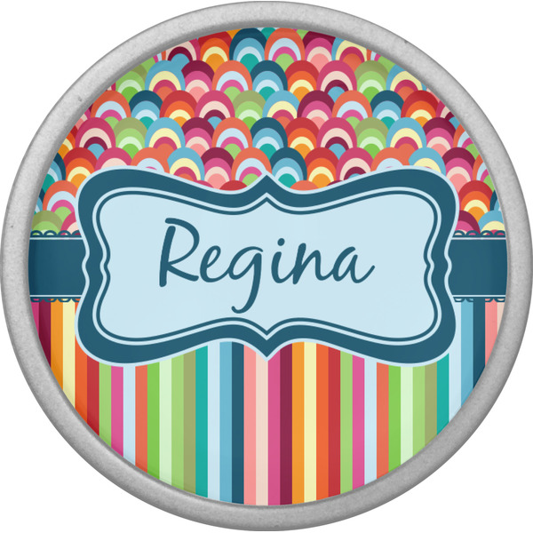 Retro Scales & Stripes Cabinet Knob - Nickel - Front