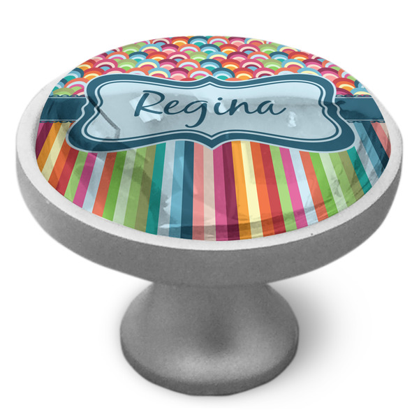 Retro Scales & Stripes Cabinet Knob - Nickel - Side