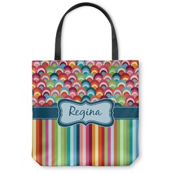 Retro Scales & Stripes Canvas Tote Bag - Small - 13"x13" (Personalized)