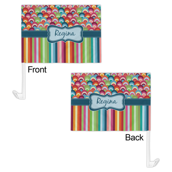 Retro Scales & Stripes Car Flag - 11" x 8" - Front & Back View