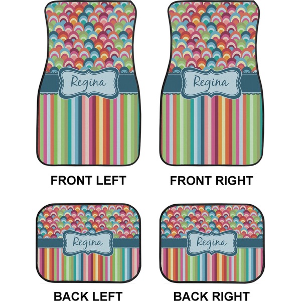 Retro Scales & Stripes Car Floor Mats Set (2F + 2B)