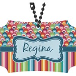 Retro Scales & Stripes Rear View Mirror Ornament (Personalized)