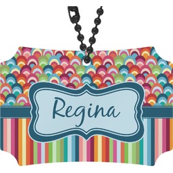Retro Scales & Stripes Rear View Mirror Ornament (Personalized)