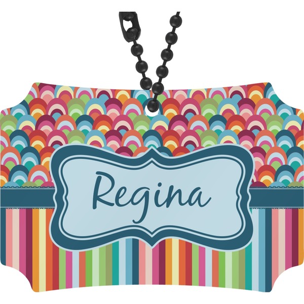 Custom Retro Scales & Stripes Rear View Mirror Ornament (Personalized)