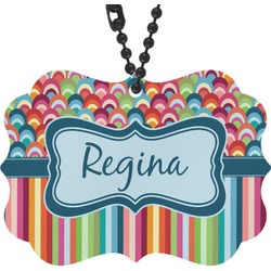 Retro Scales & Stripes Rear View Mirror Charm (Personalized)