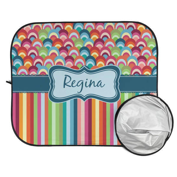 Retro Scales & Stripes Car Sun Shades - FOLDED & UNFOLDED