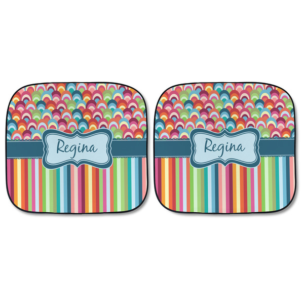 Retro Scales & Stripes Car Sun Shades - FRONT