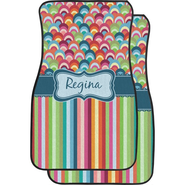 Custom Retro Scales & Stripes Car Floor Mats (Front Seat) (Personalized)