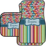 Retro Scales & Stripes Car Floor Mats Set - 2 Front & 2 Back (Personalized)