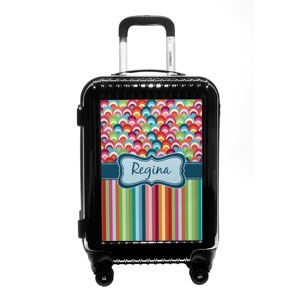 Custom Retro Scales & Stripes Carry On Hard Shell Suitcase (Personalized)