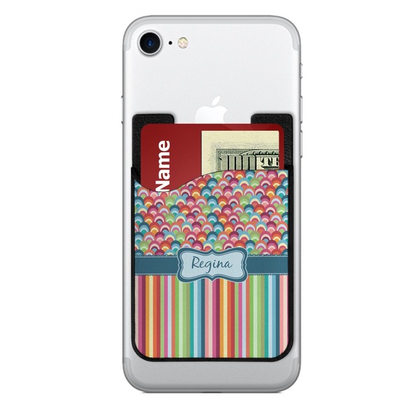 Custom Retro Scales & Stripes 2-in-1 Cell Phone Credit Card Holder & Screen Cleaner (Personalized)