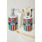 Retro Scales & Stripes Ceramic Bathroom Accessories - LIFESTYLE (toothbrush holder & soap dispenser)