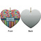 Retro Scales & Stripes Ceramic Flat Ornament - Heart Front & Back (APPROVAL)