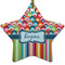 Retro Scales & Stripes Star Ceramic Ornament w/ Name or Text