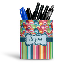 Retro Scales & Stripes Ceramic Pen Holder