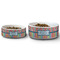 Retro Scales & Stripes Ceramic Dog Bowls - Size Comparison