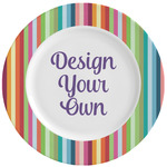 Retro Scales & Stripes Ceramic Dinner Plates (Set of 4) (Personalized)