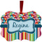 Retro Scales & Stripes Metal Frame Ornament - Double Sided w/ Name or Text