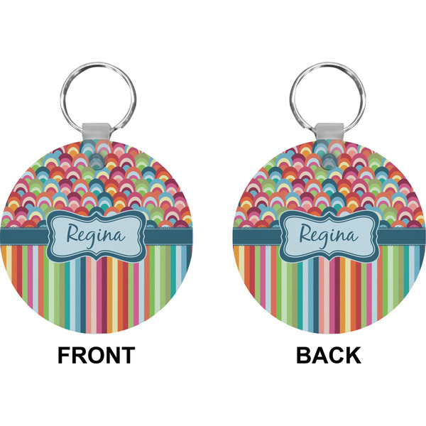 Retro Scales & Stripes Circle Keychain (Front + Back)