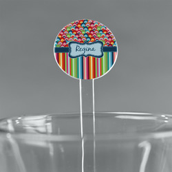 Retro Scales & Stripes 5.5" Round Plastic Stir Sticks - Clear (Personalized)