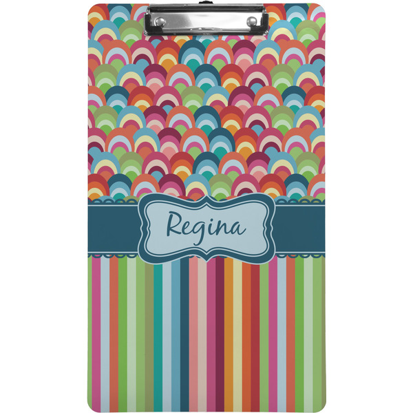 Custom Retro Scales & Stripes Clipboard (Legal Size) w/ Name or Text