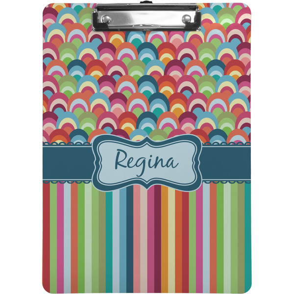 Custom Retro Scales & Stripes Clipboard (Letter Size) w/ Name or Text
