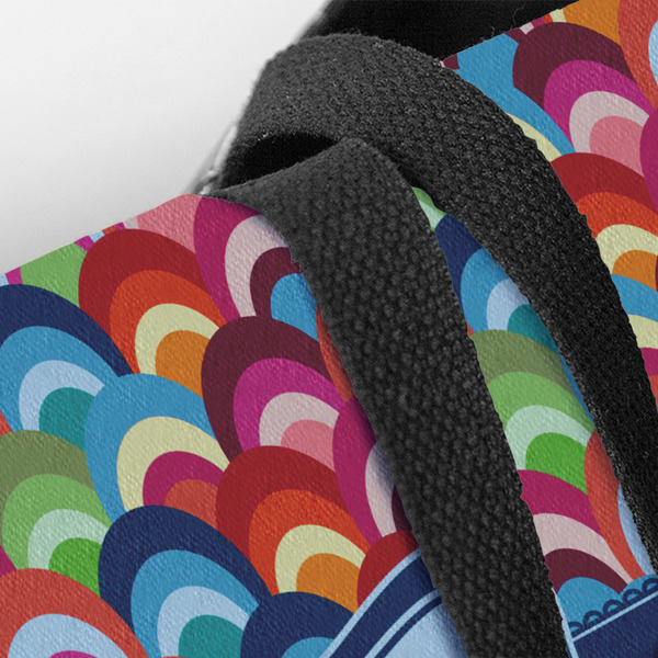 Retro Scales & Stripes Closeup of Tote w/Black Handles