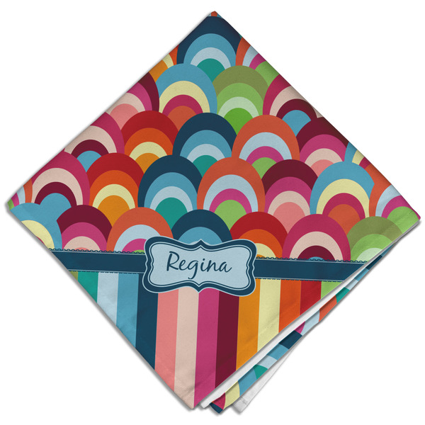 Custom Retro Scales & Stripes Cloth Dinner Napkin - Single w/ Name or Text