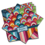 Retro Scales & Stripes Cloth Dinner Napkins - Set of 4 w/ Name or Text