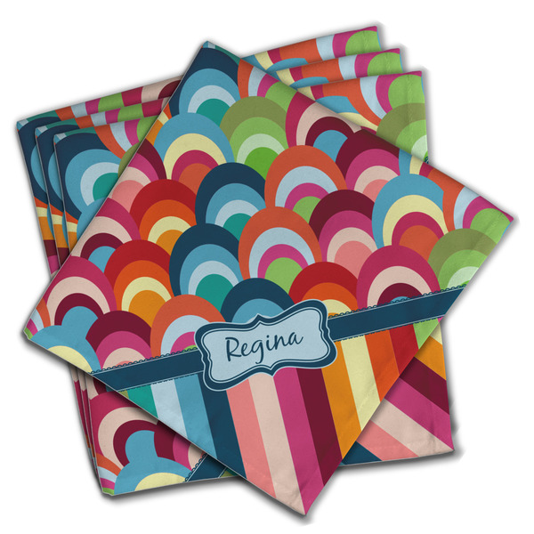 Retro Scales & Stripes Cloth Napkins - Personalized Dinner (PARENT MAIN Set of 4)