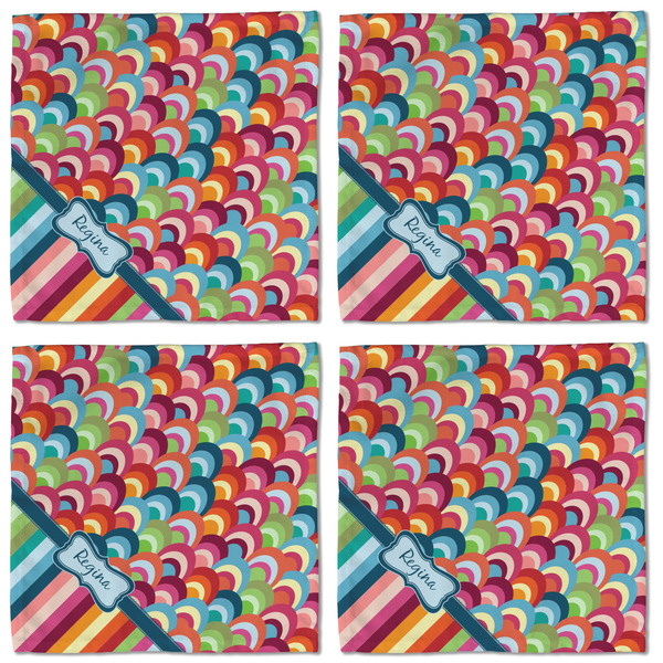 Retro Scales & Stripes Cloth Napkins - Personalized Lunch (APPROVAL) Set of 4