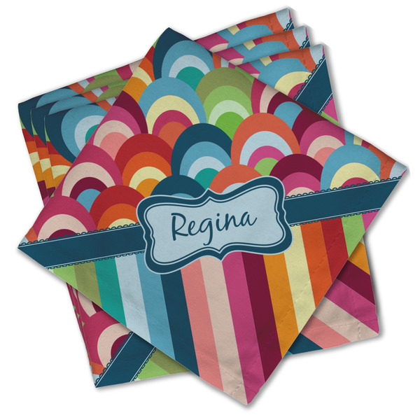 Retro Scales & Stripes Cloth Napkins - Personalized Lunch (PARENT MAIN Set of 4)
