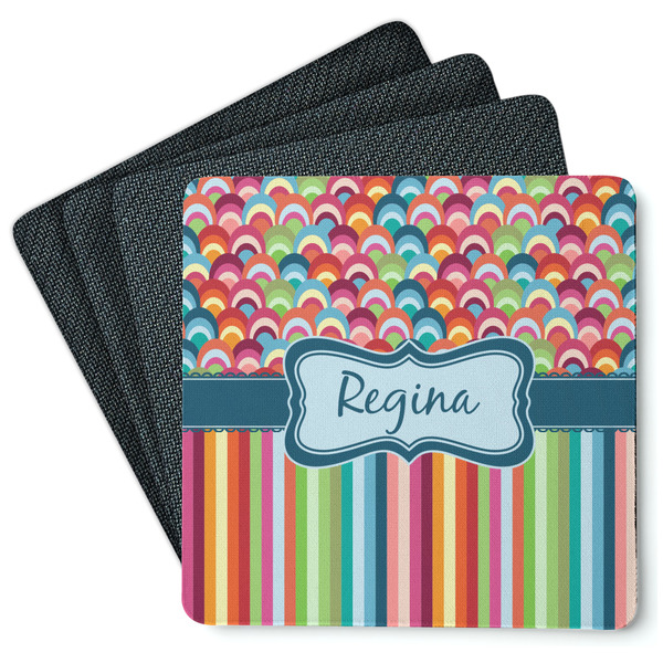 Retro Scales & Stripes Coaster Rubber Back - Main