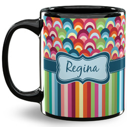 Retro Scales & Stripes 11 Oz Coffee Mug - Black (Personalized)